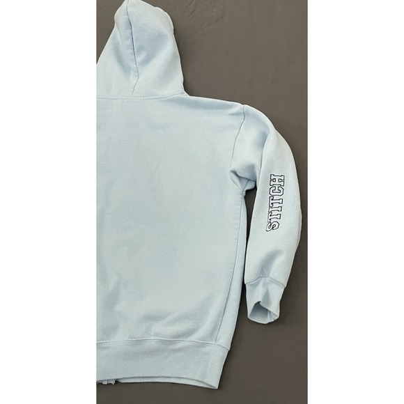 STITCH Disney Ohana Lilo & Stitch Light Blue Hooded Full Zip Jacket Size Large - Picture 6 of 9